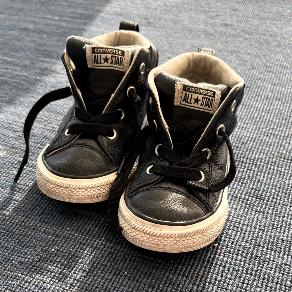Converse All Star Leather Black Toddler Sneakers -Size 7